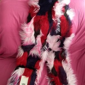 UGG Faux Fur Patchwork Scarf NWT